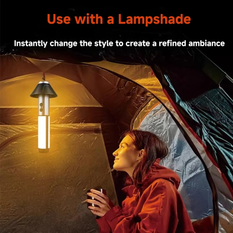 WESTTUNE Multi-functional Camping Light 2 in 1 LED High Bright Flashlight USB Rechargeable Camping Tent Lantern Emergency Lamp