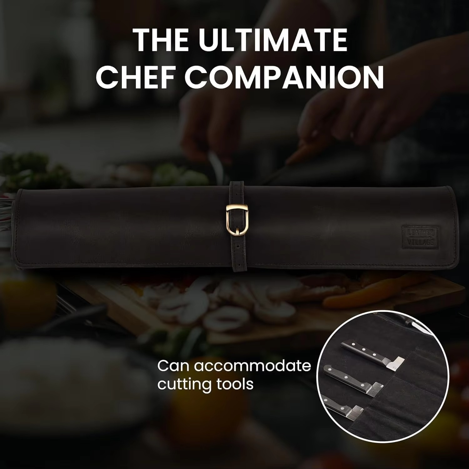 Genuine Leather Knife Roll Bag – Professional Chef Carrying Case, Durable Sheath Holder, Cooks & Culinary Tools Organizer, Porta