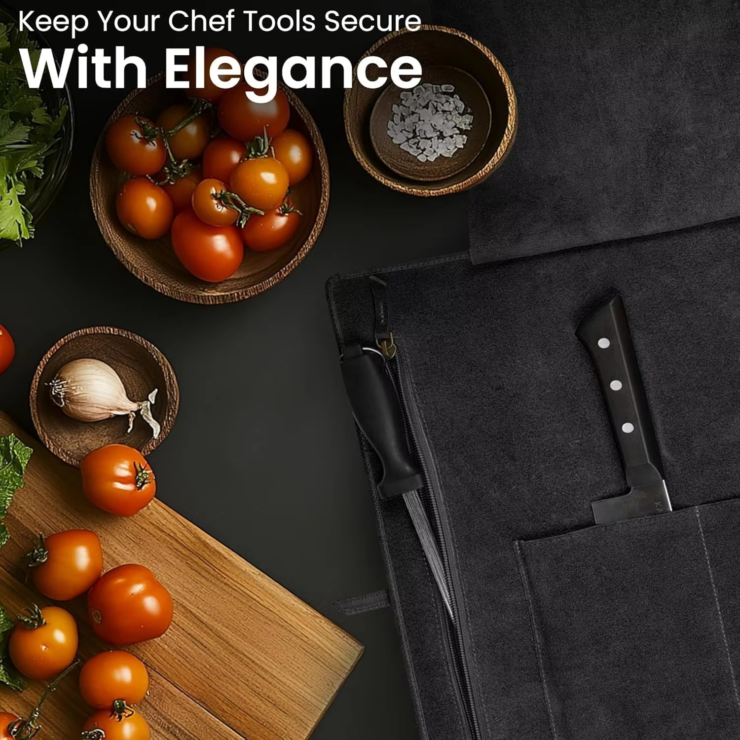 Genuine Leather Knife Roll Bag – Professional Chef Carrying Case, Durable Sheath Holder, Cooks & Culinary Tools Organizer, Porta