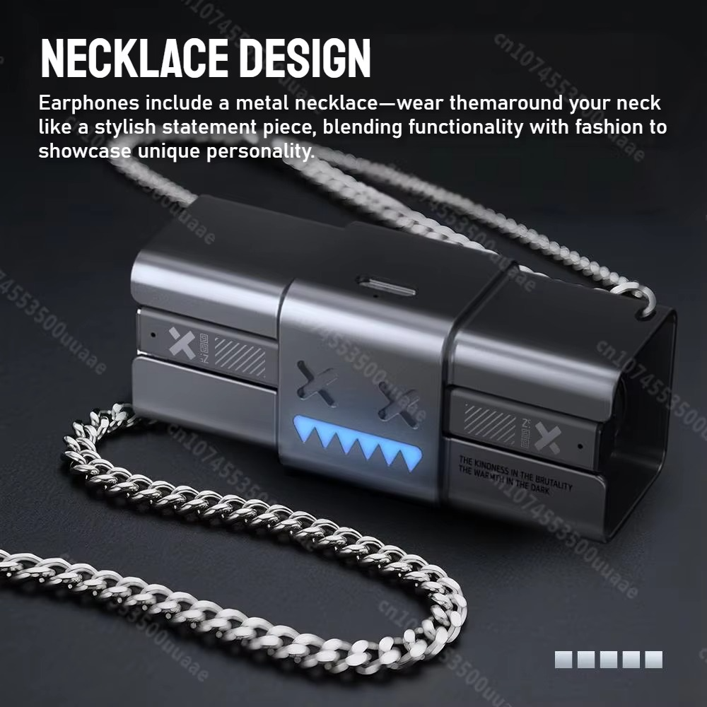 Zombie Cat B10 ANC Bluetooth Earphones -45dB Active Noise Cancellation Bluetooth Headphone Sport Earbuds with Metal Necklace