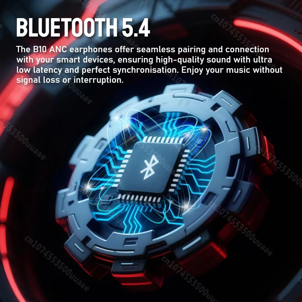Zombie Cat B10 ANC Bluetooth Earphones -45dB Active Noise Cancellation Bluetooth Headphone Sport Earbuds with Metal Necklace