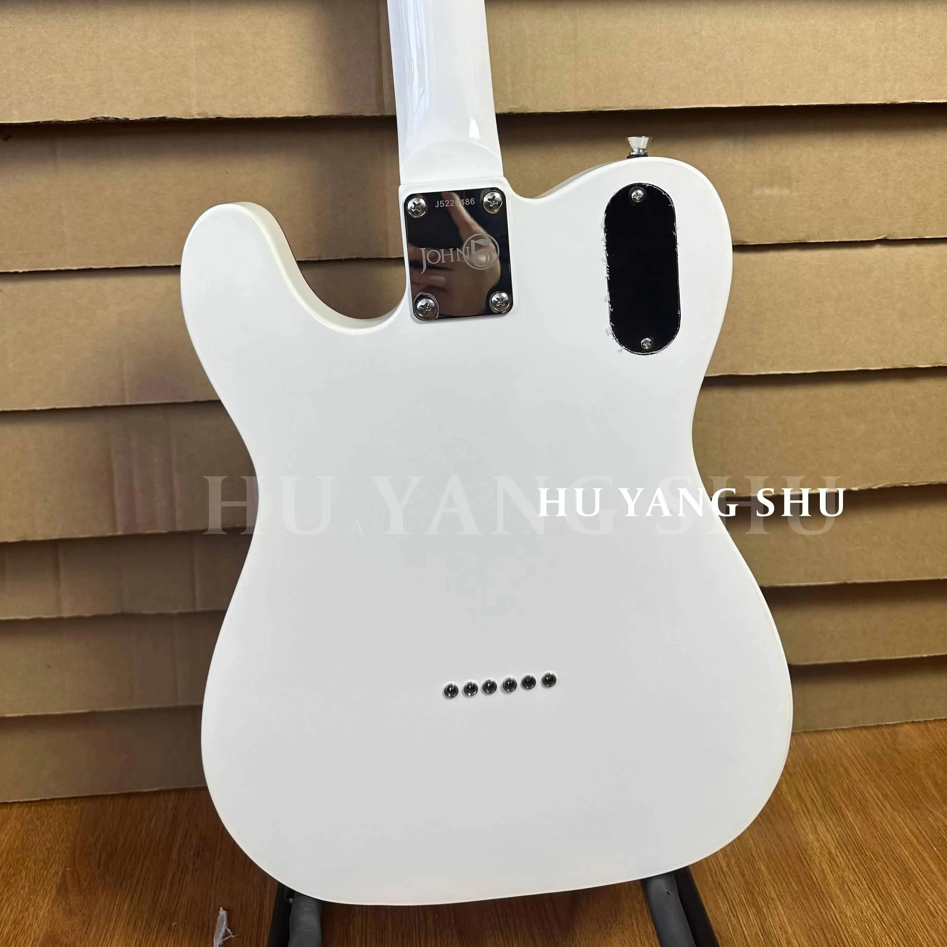 Custom TL John 5 Signature Ghost Electric Guitar White H-H Pickups Red Knob free shipping