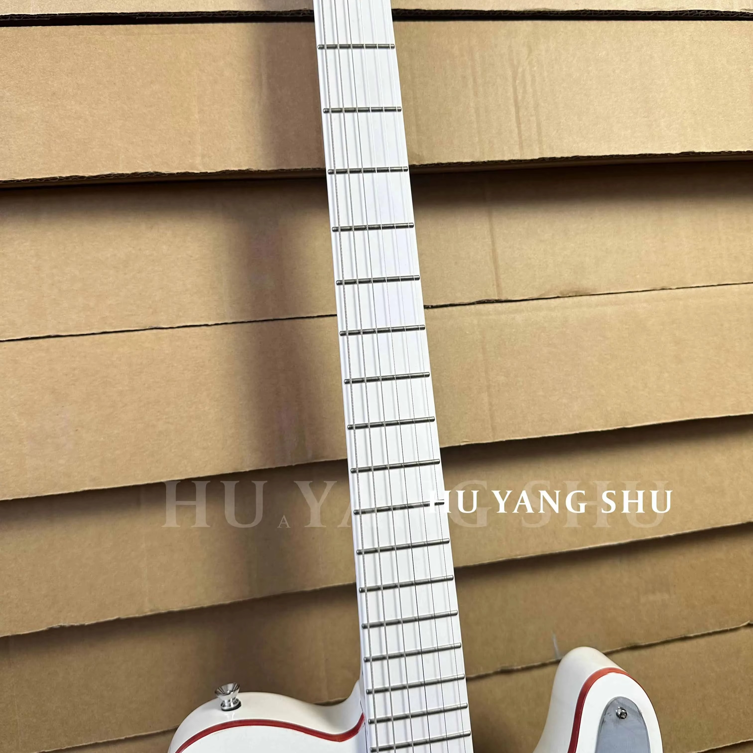Custom TL John 5 Signature Ghost Electric Guitar White H-H Pickups Red Knob free shipping