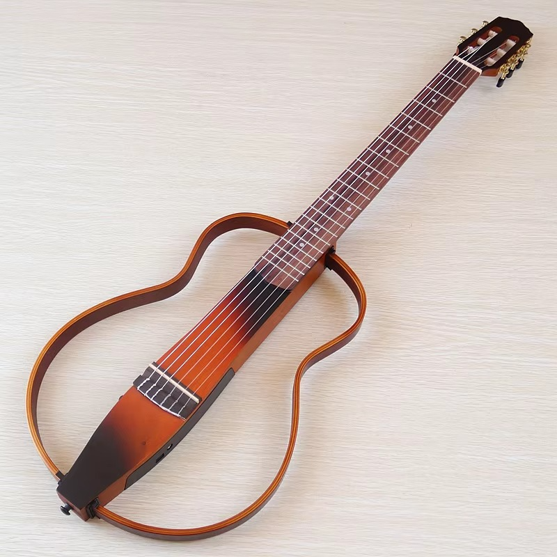 Travel Guitar 6 String 39 Inch Portable Silence Classical Guitar Removable Electric Guitar Sapele Wood Body Brown&Black
