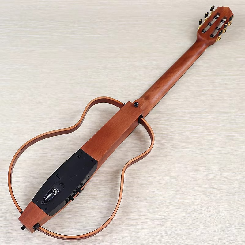 Travel Guitar 6 String 39 Inch Portable Silence Classical Guitar Removable Electric Guitar Sapele Wood Body Brown&Black
