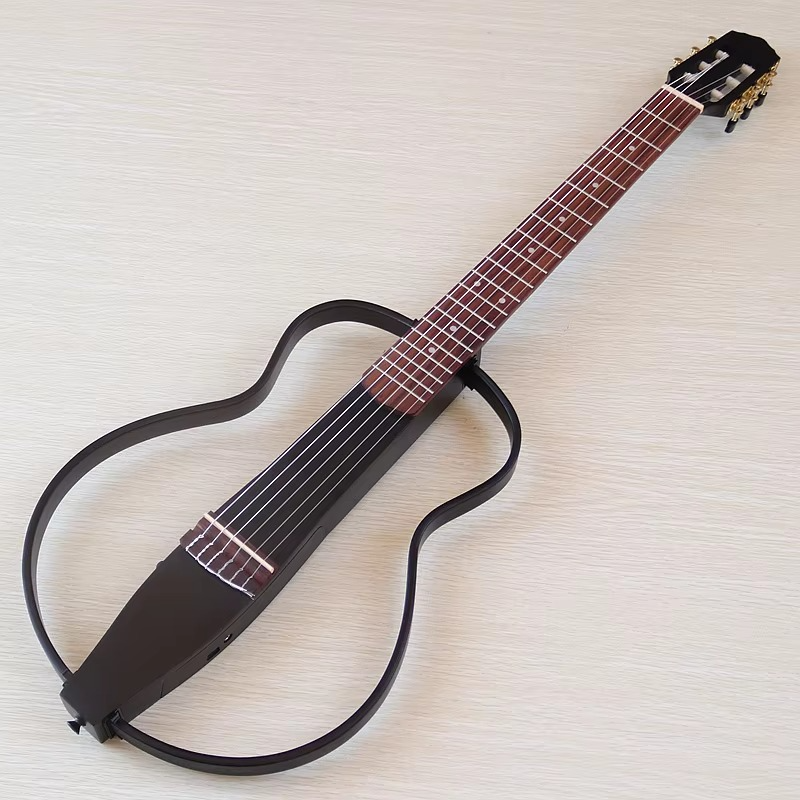 Travel Guitar 6 String 39 Inch Portable Silence Classical Guitar Removable Electric Guitar Sapele Wood Body Brown&Black