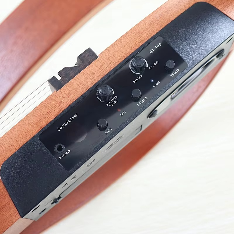 Travel Guitar 6 String 39 Inch Portable Silence Classical Guitar Removable Electric Guitar Sapele Wood Body Brown&Black