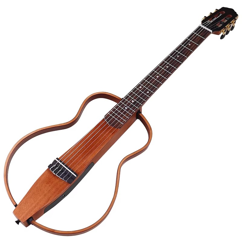 Travel Guitar 6 String 39 Inch Portable Silence Classical Guitar Removable Electric Guitar Sapele Wood Body Brown&Black