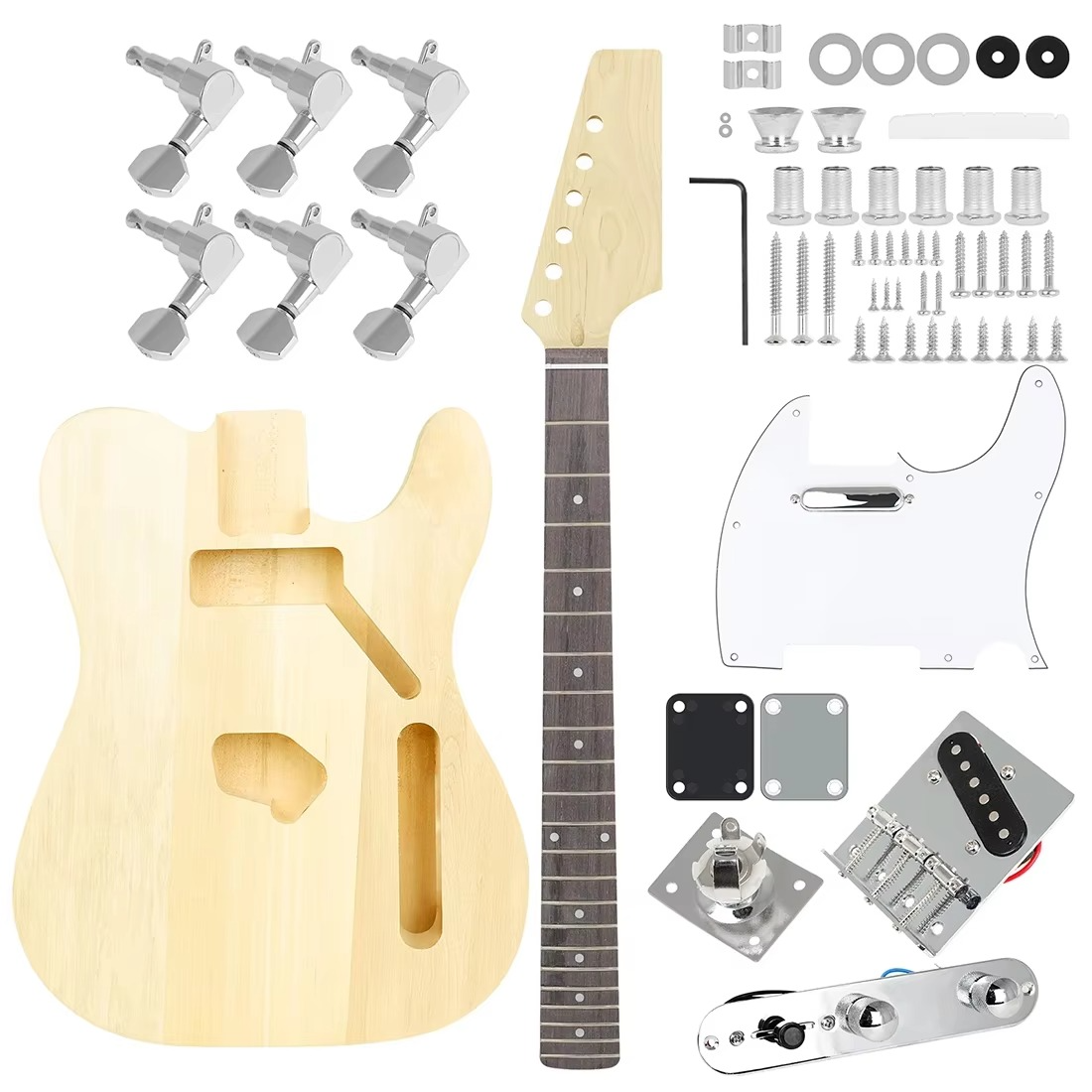 DIY Electric Guitar Assembled Kit Set 6 Strings 22 Frets Maple Wood Guitar Electric Guitar Hand-assembled Parts Accessory Set