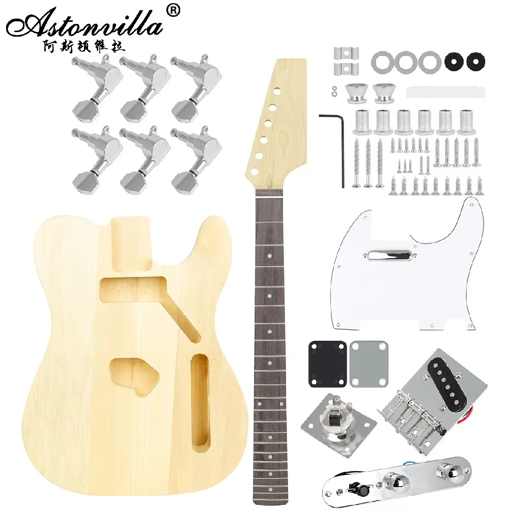 DIY Electric Guitar Assembled Kit Set 6 Strings 22 Frets Maple Wood Guitar Electric Guitar Hand-assembled Parts Accessory Set
