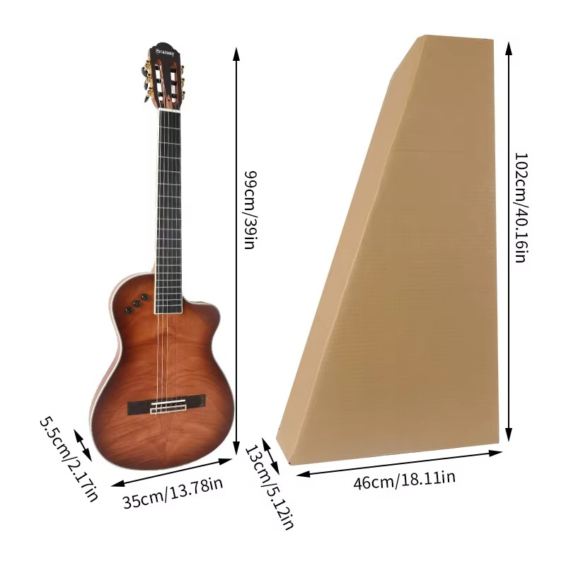 39-inch Classical Wooden Electric Box Guitar Thin Barrel Missing Corners Solid Wood Guitar Professional Performance Instruments