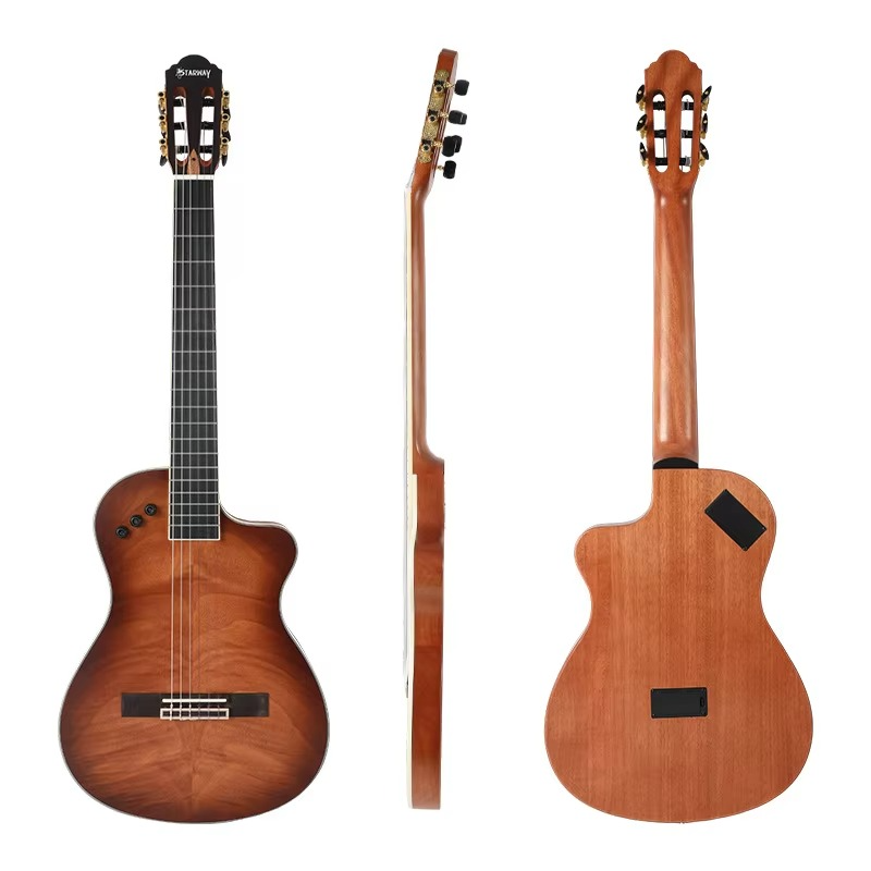 39-inch Classical Wooden Electric Box Guitar Thin Barrel Missing Corners Solid Wood Guitar Professional Performance Instruments