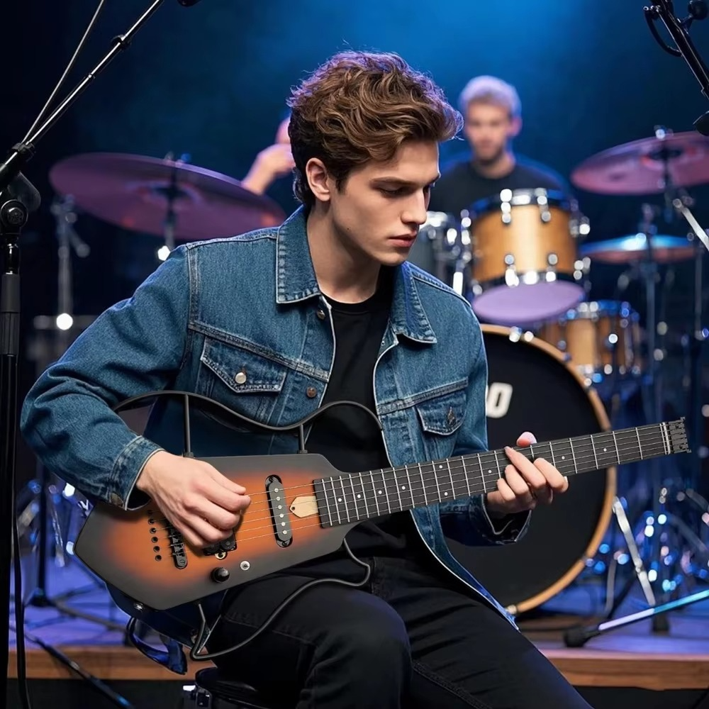 Electric Guitar Portable Detachable High Quality Electric Guitars Professional Headless Guitars Travel Musical Instruments