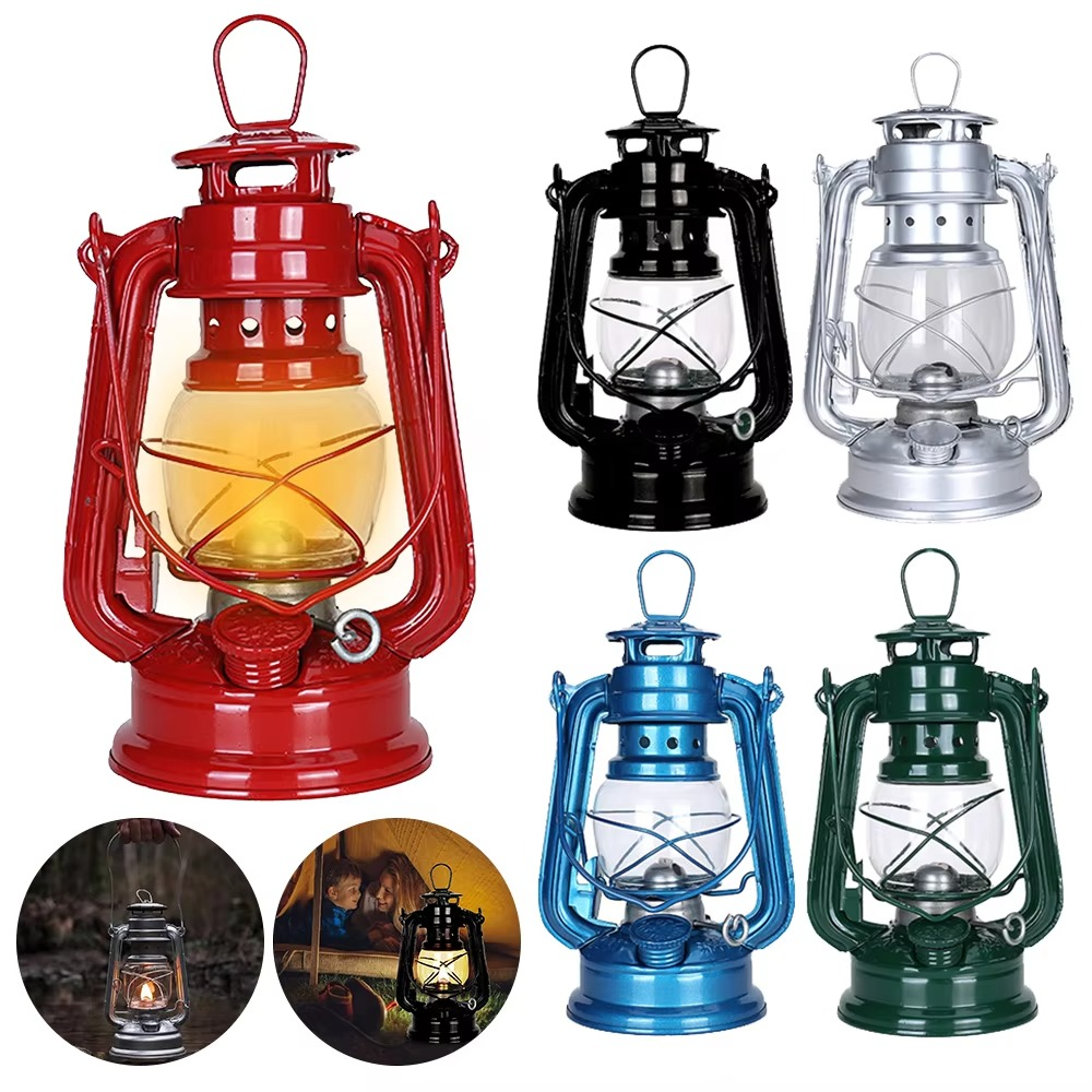 Vintage Oil Burning Lantern Metal Kerosene Lantern Hurricane Table Lamps Portable Handheld Fuel Lamp Outdoor Camping Table Lamp