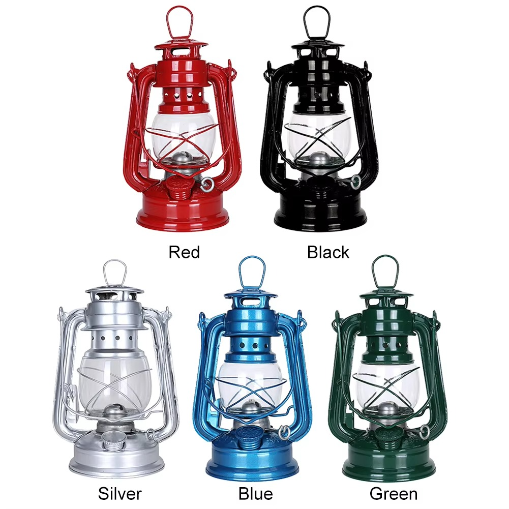 Vintage Oil Burning Lantern Metal Kerosene Lantern Hurricane Table Lamps Portable Handheld Fuel Lamp Outdoor Camping Table Lamp