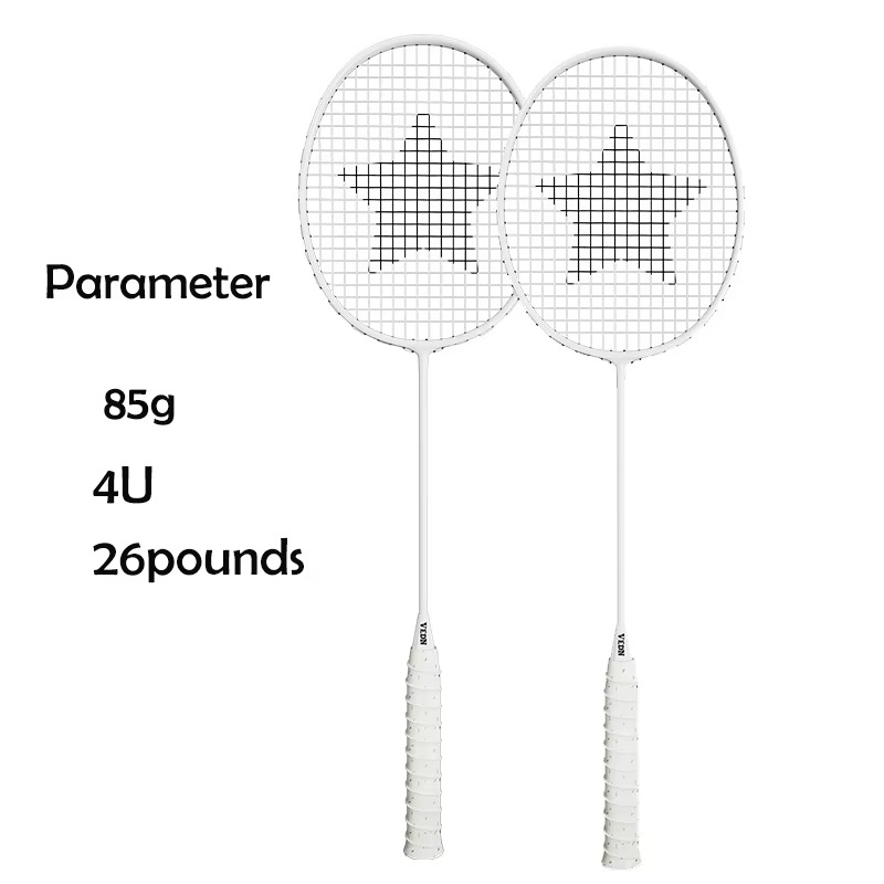Professional Badminton Rackets with 2pcs Shuttlecocks Backpack 4U Aluminum-carbon Integration 26 Pounds Battledore for Outdoor