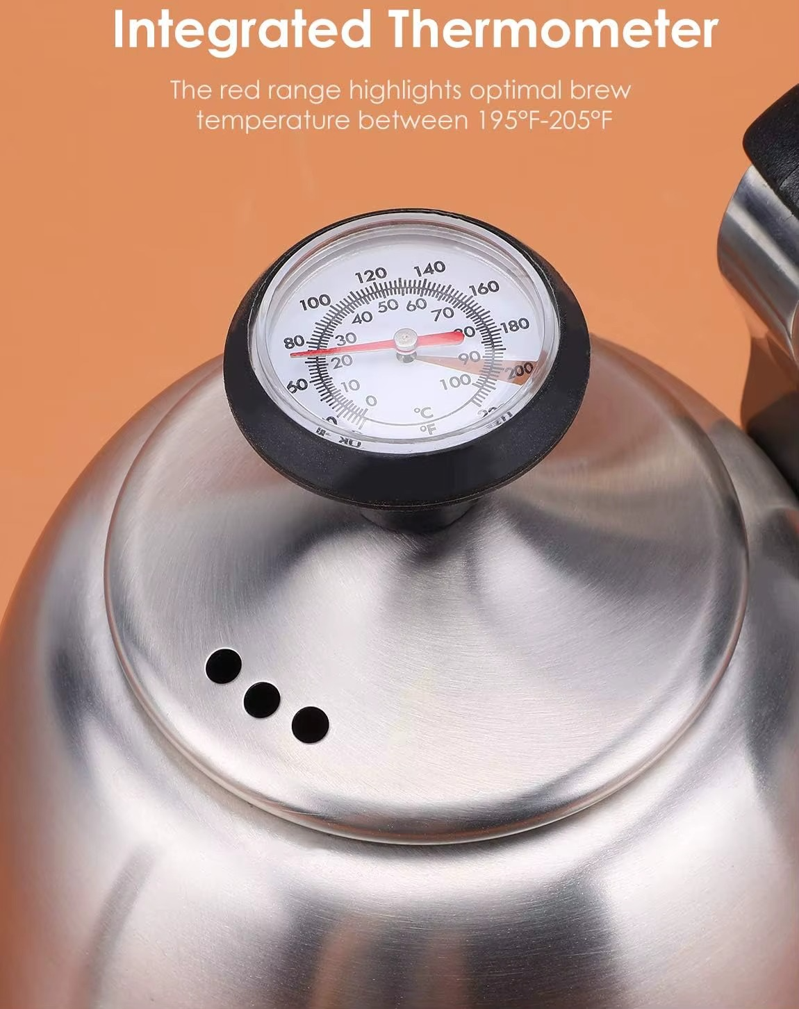 Tea Kettle with Thermometer for Stove Top Gooseneck Kettle, Pour Over Coffee Tea Pot, Goose Neck Tea Pot Stovetop, Hot Water Hea