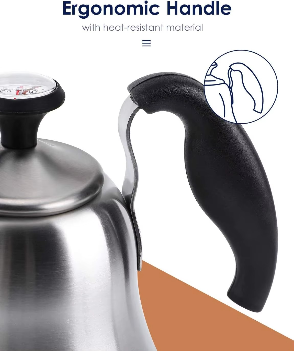 Tea Kettle with Thermometer for Stove Top Gooseneck Kettle, Pour Over Coffee Tea Pot, Goose Neck Tea Pot Stovetop, Hot Water Hea