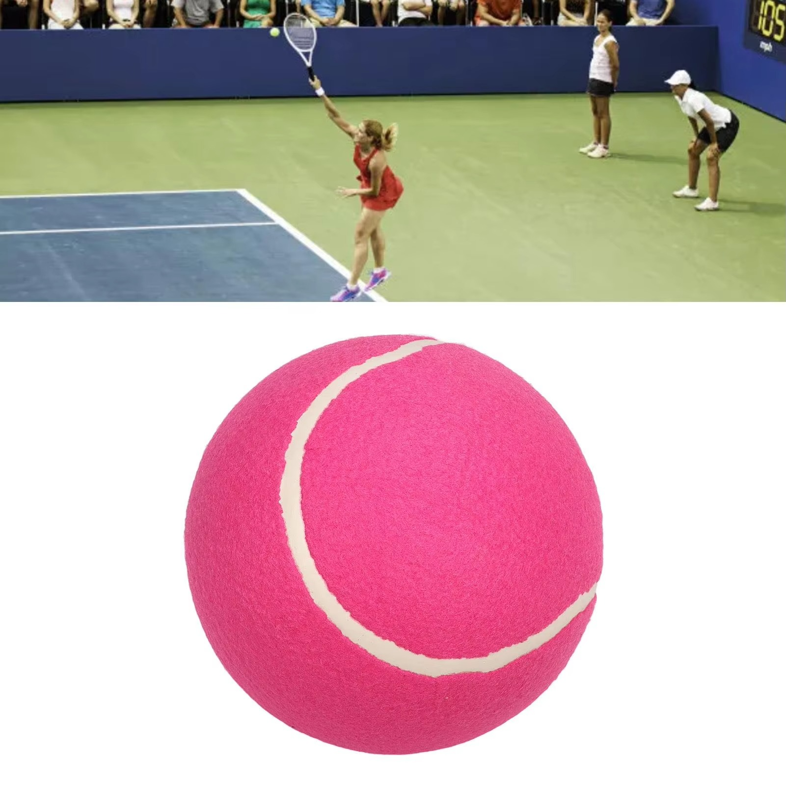 Jumbo 8 Inch Inflatable Tennis Ball Durable Rubber Core Plush Felt Portable Pet for training Toy