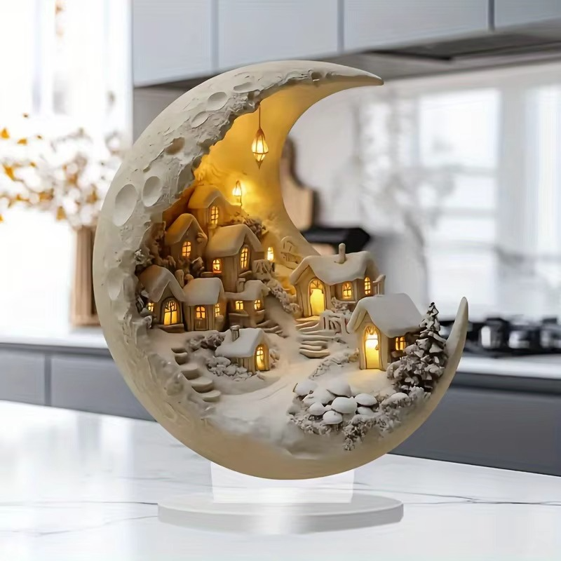 Christmas Xmas Tree Desktop Ornament Moonhouse DIY 2D Decoration Wooden Merry Christmas Signs Plaque 2025 New Years Party Gifts