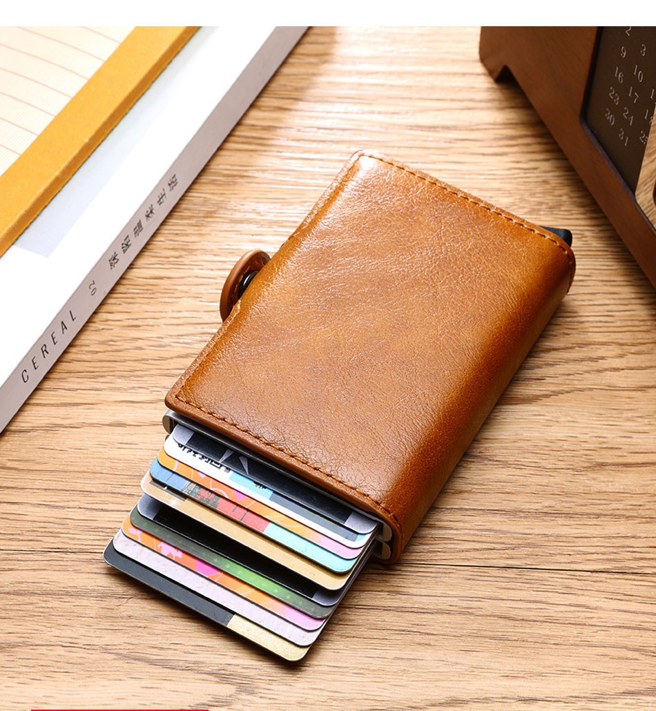 RFID Wallet PU Crazy Horse Leather | Men’s Slim Money Clip & Credit Card Holder