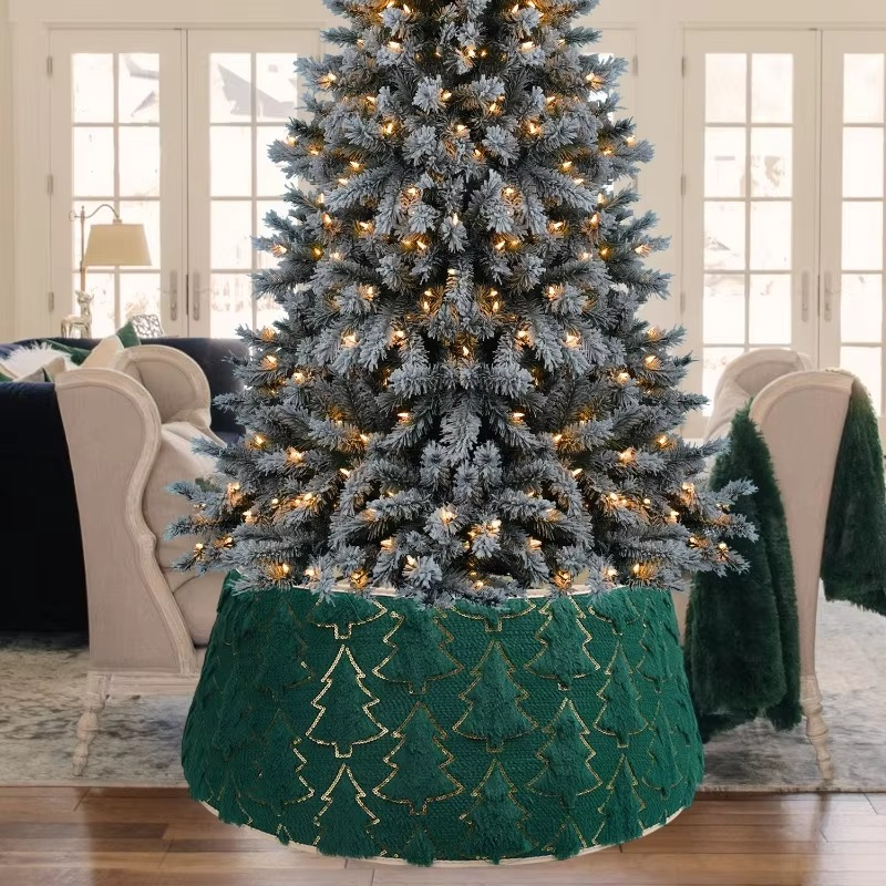 Christmas Tree Decor Surround Base Plush Fabric Tree Surrounder Ornament Bases Tree Skirt Plush Collar New Year Party Decoration