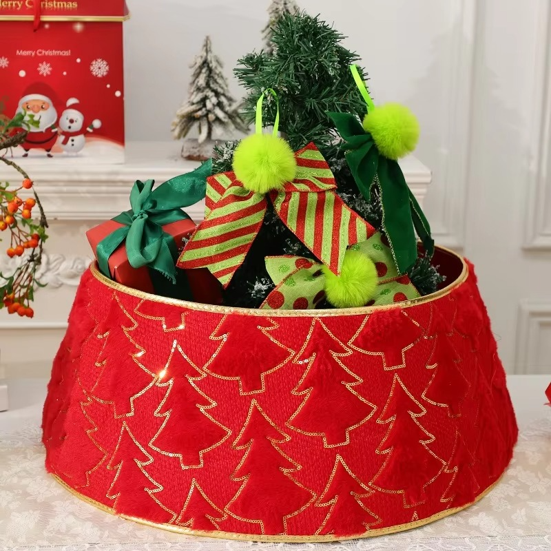 Christmas Tree Decor Surround Base Plush Fabric Tree Surrounder Ornament Bases Tree Skirt Plush Collar New Year Party Decoration