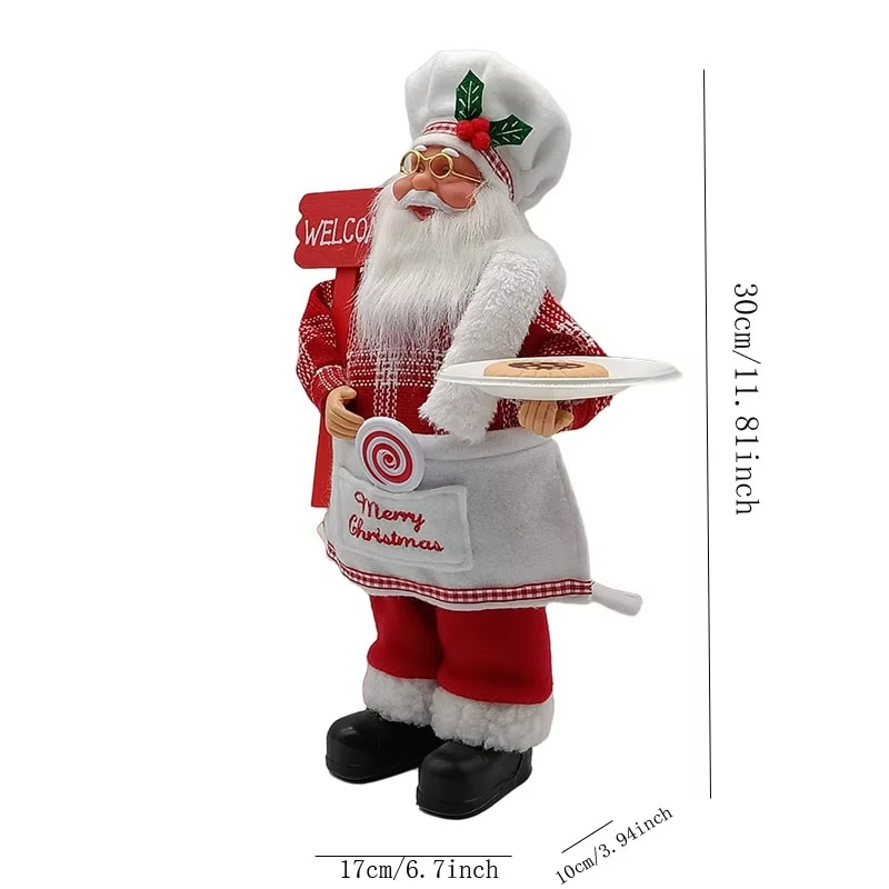 12 inch Christmas Standing Chef Santa Claus Merry Christmas Decoartions For Home Xmas Ornaments Navidad Party Supplies Noel 2023
