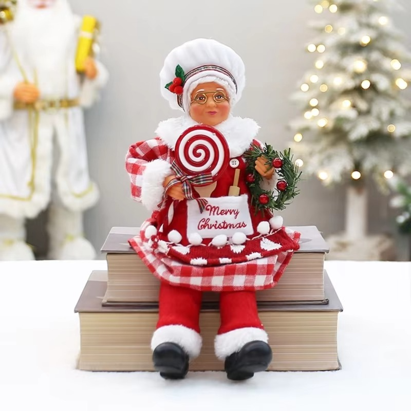 Handmade ChristmasCook Santa Ornament Merry Santa Cook Festival Adornment for Bookshelf and Desk Christmas Ambiances