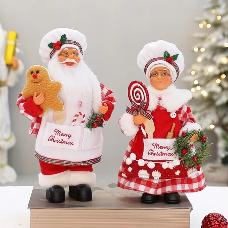 Handmade ChristmasCook Santa Ornament Merry Santa Cook Festival Adornment for Bookshelf and Desk Christmas Ambiances