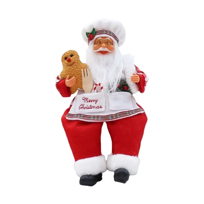 Handmade ChristmasCook Santa Ornament Merry Santa Cook Festival Adornment for Bookshelf and Desk Christmas Ambiances