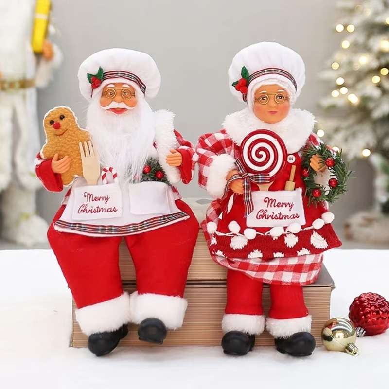 Handmade ChristmasCook Santa Ornament Merry Santa Cook Festival Adornment for Bookshelf and Desk Christmas Ambiances