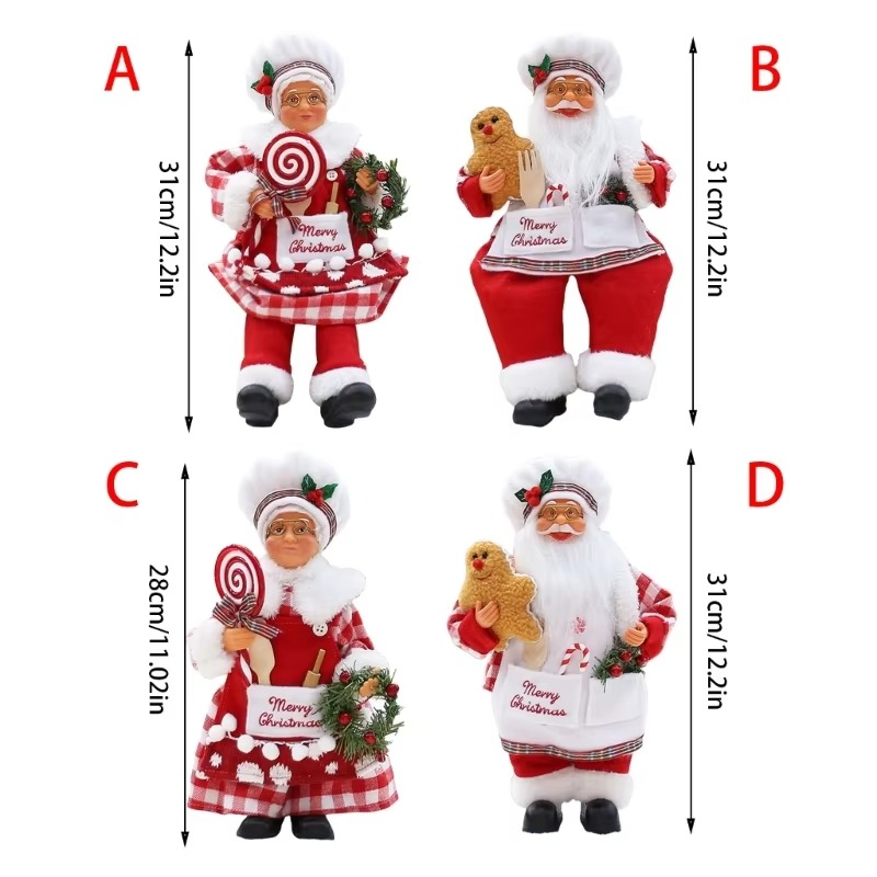 Handmade ChristmasCook Santa Ornament Merry Santa Cook Festival Adornment for Bookshelf and Desk Christmas Ambiances