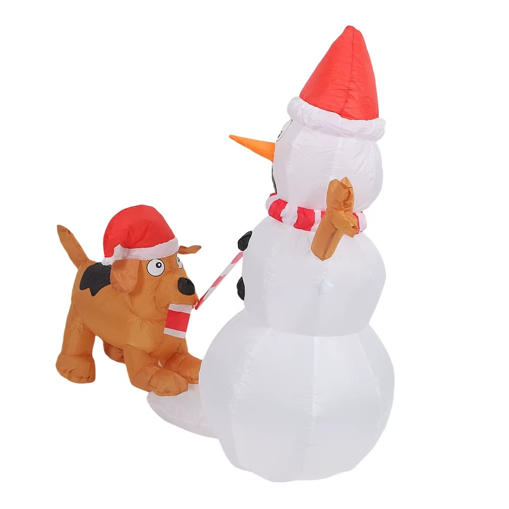 4 FT Inflatable Snowman with Dog Christmas Blow Up Yard Decorations, Snowman Bite Dog with LED Lights, for Indoor Outdoor Yard