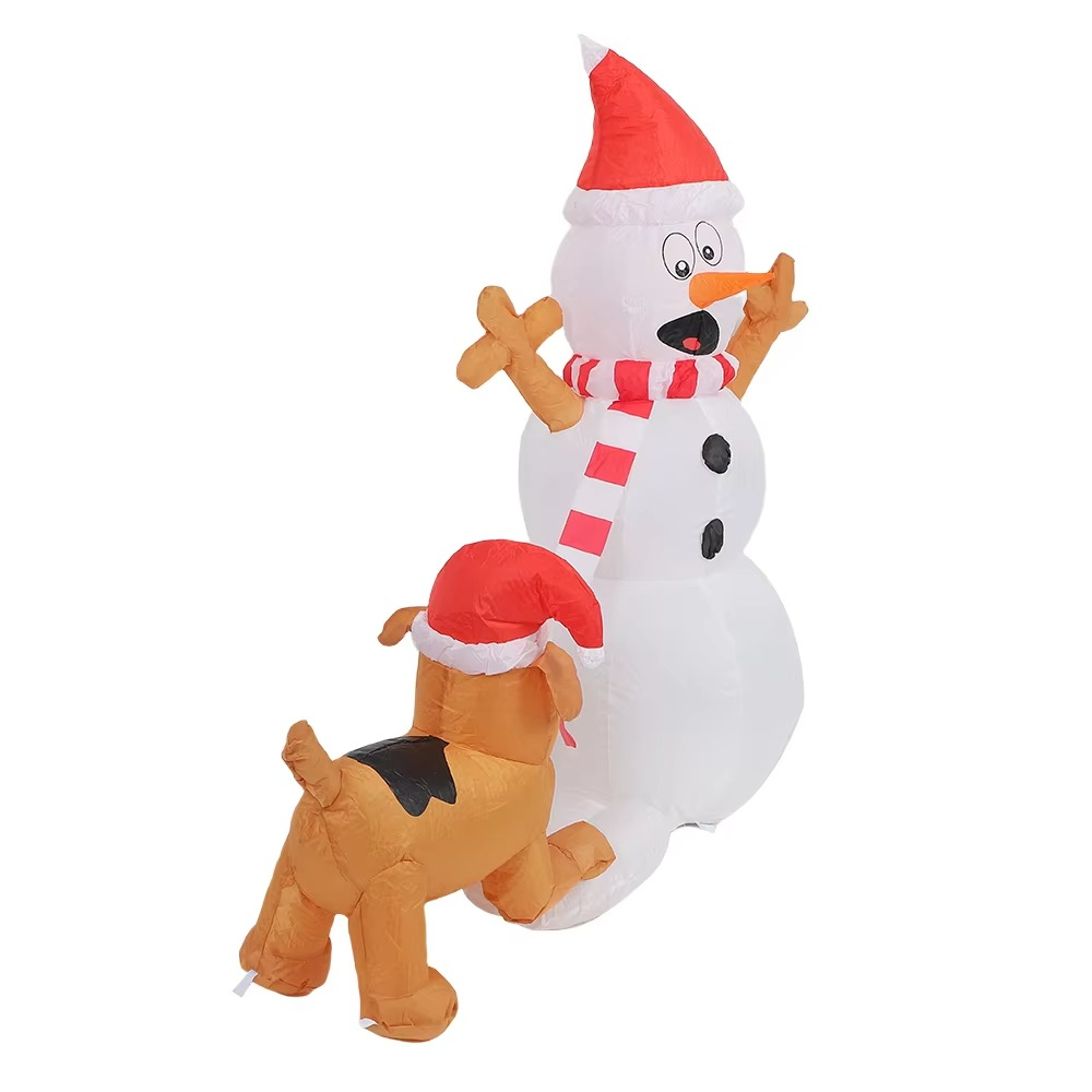 4 FT Inflatable Snowman with Dog Christmas Blow Up Yard Decorations, Snowman Bite Dog with LED Lights, for Indoor Outdoor Yard