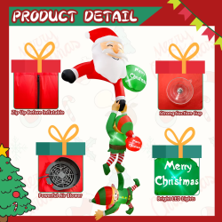 8 FT Hanging Christmas Inflatables Decoration, Christmas Inflatable Climbing Santa with Falling Elf for Yard Garden Lawn Decor