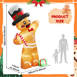 OurWarm 12FT Christmas Inflatables Outdoor Decorations, Giant Gingerbread Inflatable Christmas Blow Up, for Outdoor Lawn Garden