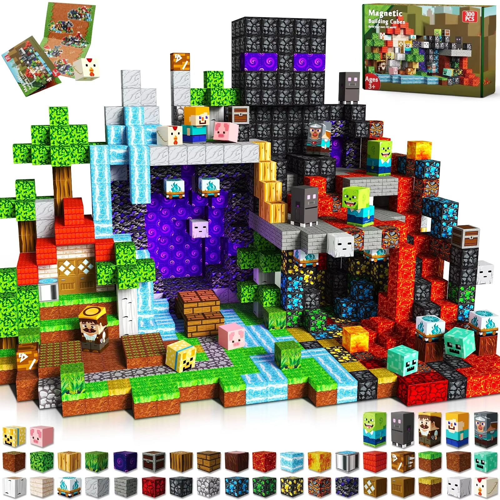 300 PCS Magnetic Blocks STEM Montessori Toys Constructor, Educational Building Blocks Children Toys as Christmas Birthday Gifts