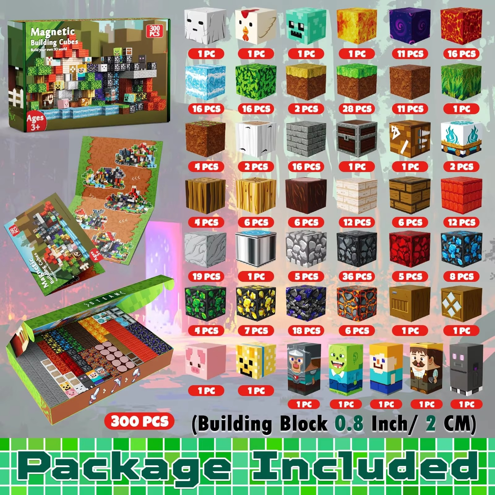 300 PCS Magnetic Blocks STEM Montessori Toys Constructor, Educational Building Blocks Children Toys as Christmas Birthday Gifts