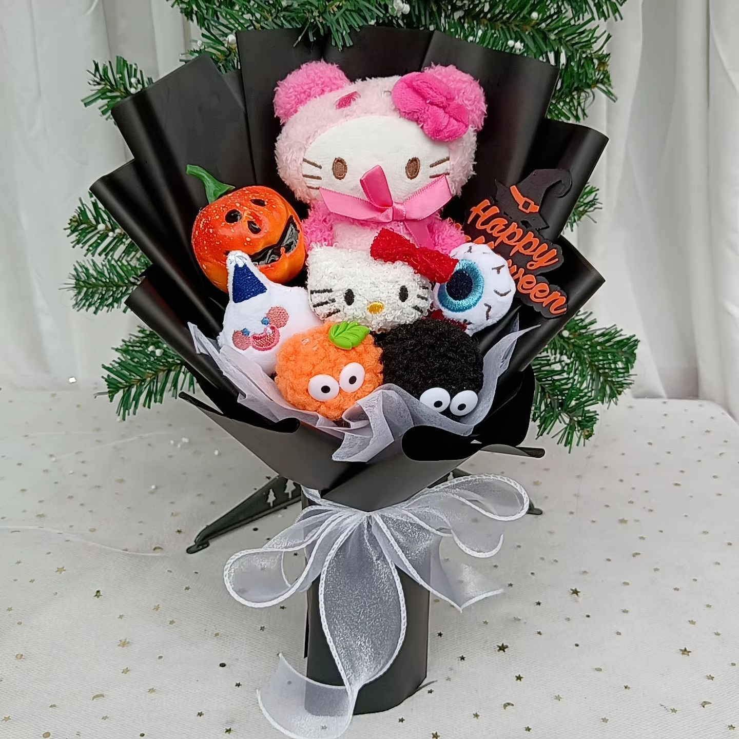HallowmasHello Bouquet Kitty Plush Doll Christmas Kuromi Cinnamoroll Stuffed Plushies Valentine's Day Christmas Birthday Gifts