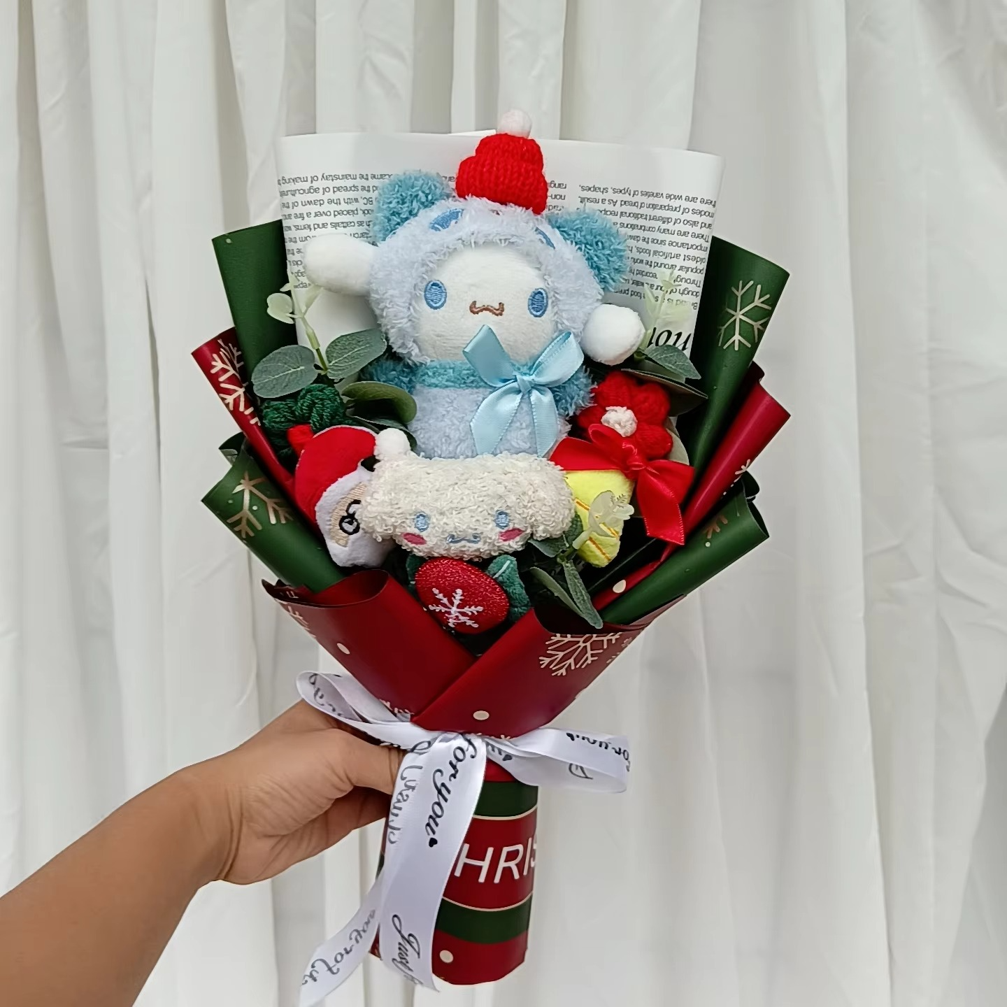 HallowmasHello Bouquet Kitty Plush Doll Christmas Kuromi Cinnamoroll Stuffed Plushies Valentine's Day Christmas Birthday Gifts