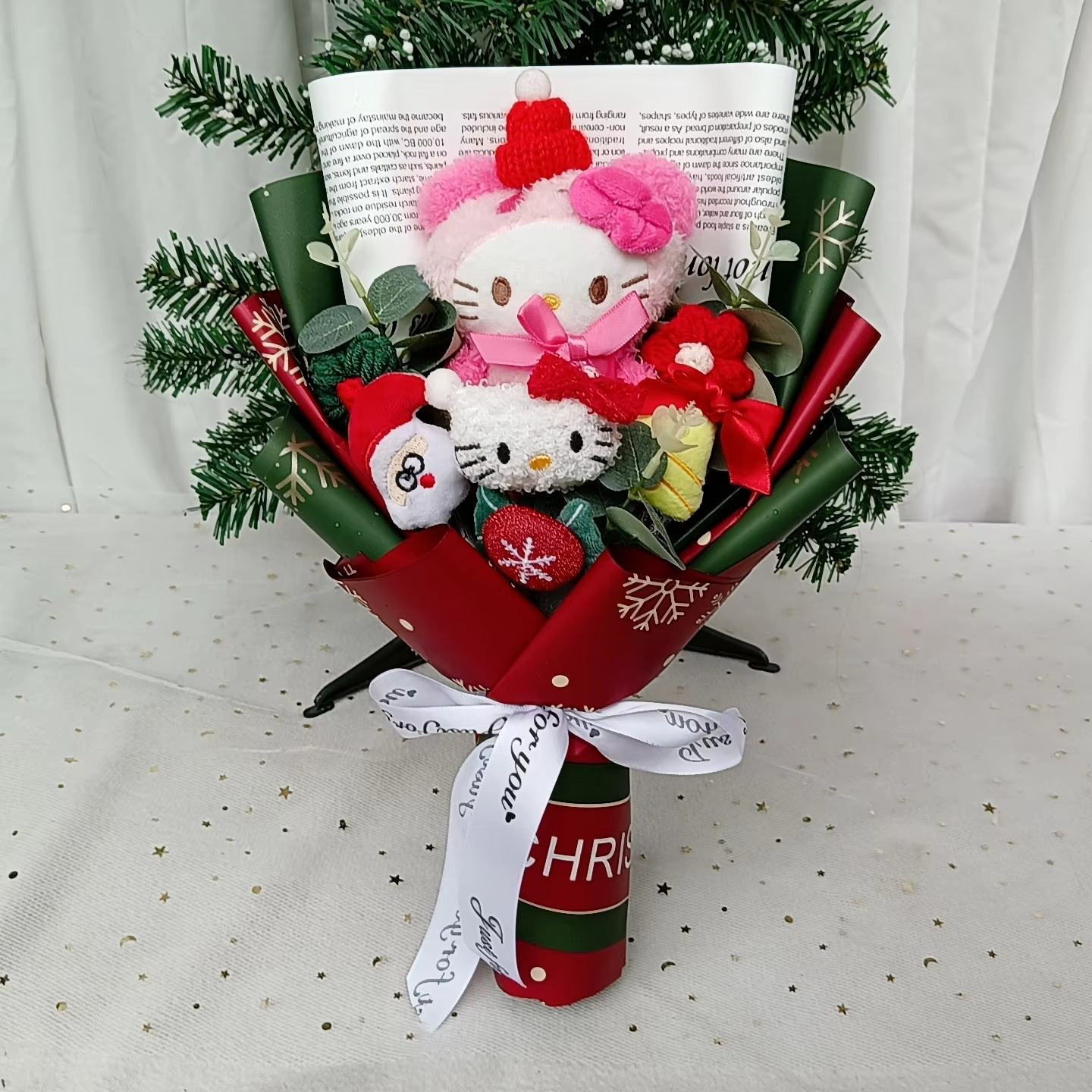 HallowmasHello Bouquet Kitty Plush Doll Christmas Kuromi Cinnamoroll Stuffed Plushies Valentine's Day Christmas Birthday Gifts