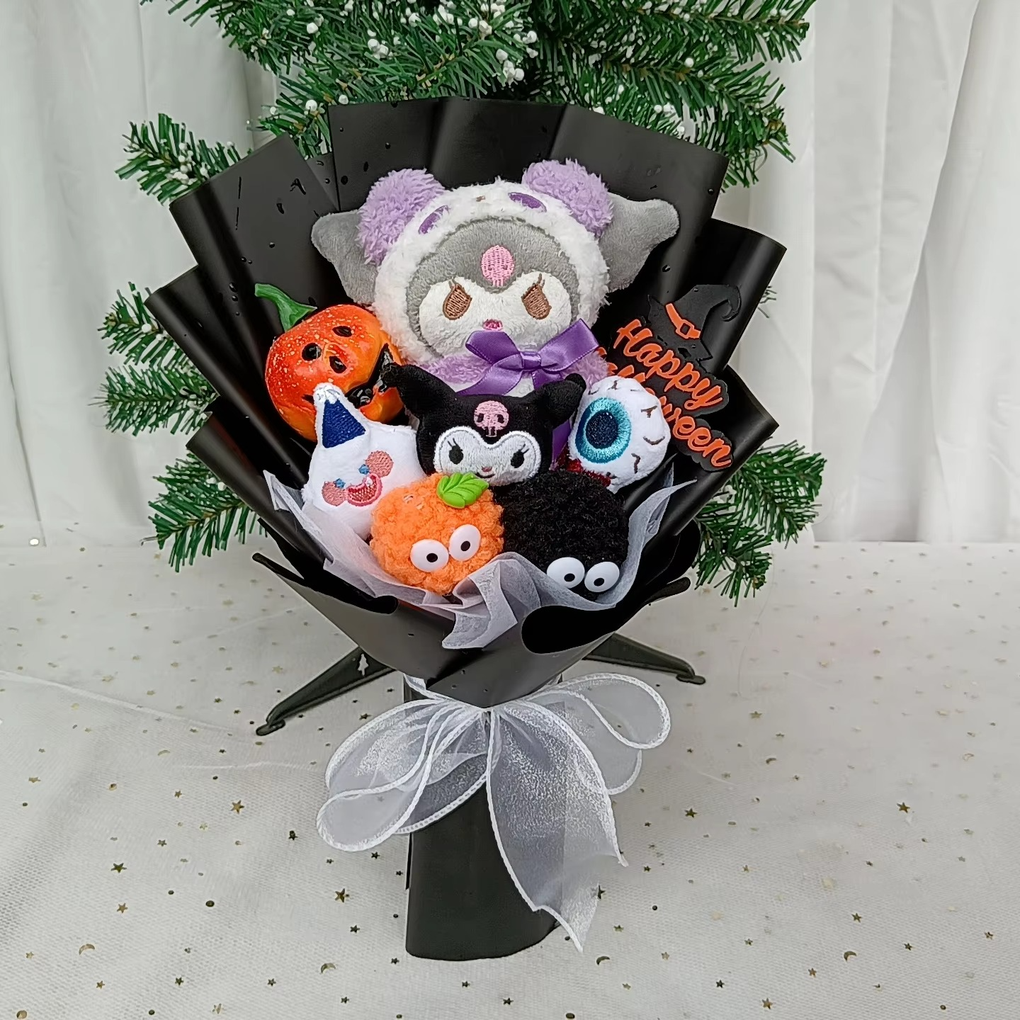 HallowmasHello Bouquet Kitty Plush Doll Christmas Kuromi Cinnamoroll Stuffed Plushies Valentine's Day Christmas Birthday Gifts