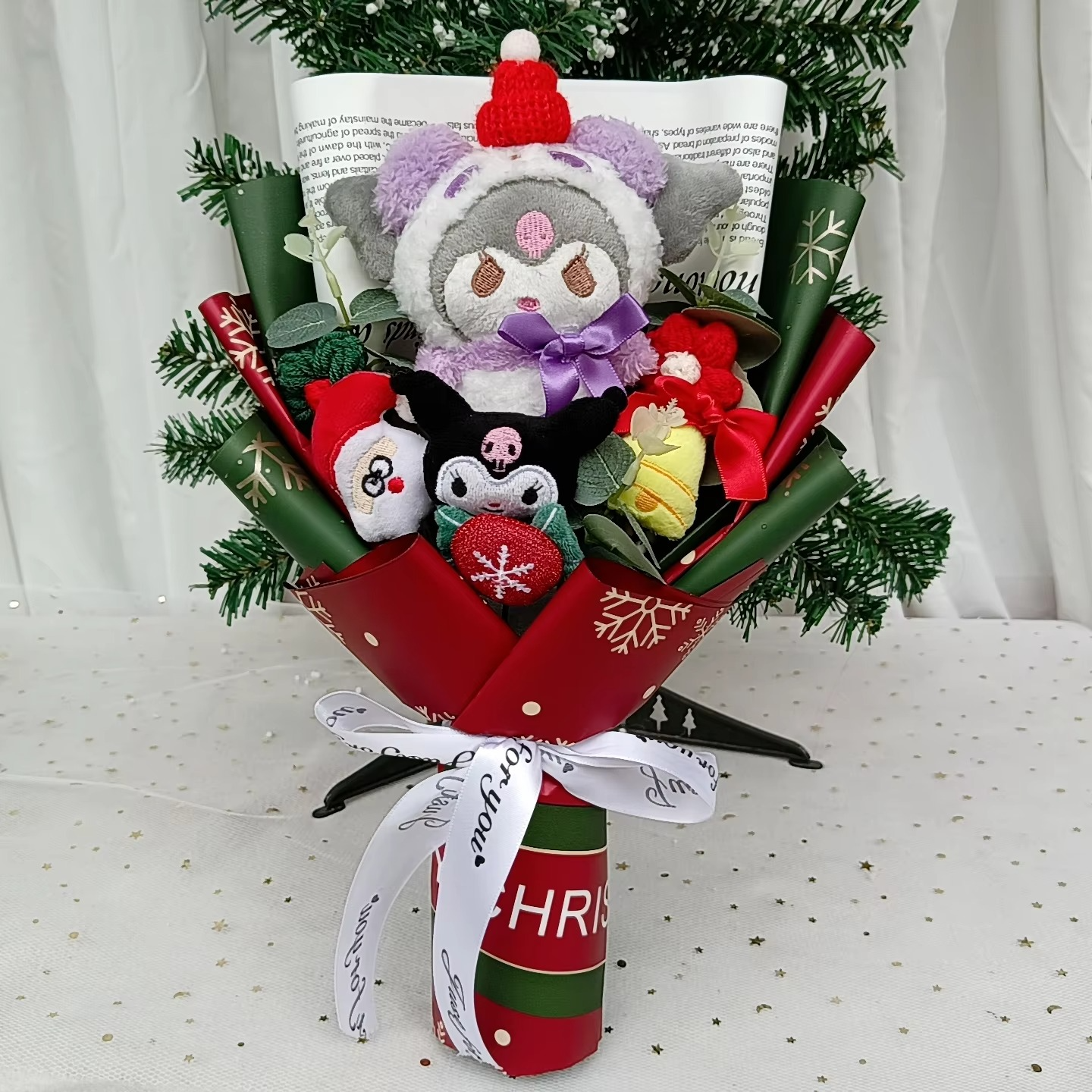 HallowmasHello Bouquet Kitty Plush Doll Christmas Kuromi Cinnamoroll Stuffed Plushies Valentine's Day Christmas Birthday Gifts