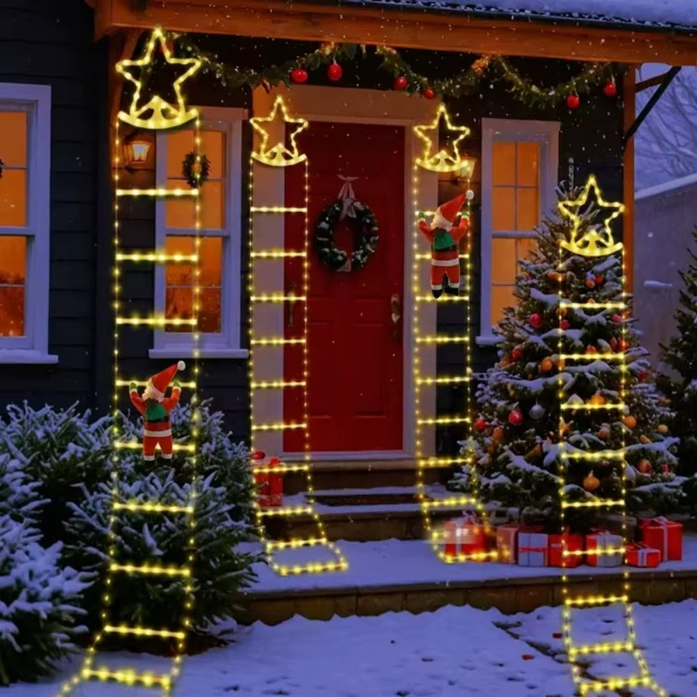 1PC 2M Christmas USB Santa Claus Climbing Ladder Light with remote control,used for festival,party,room,and house decoration