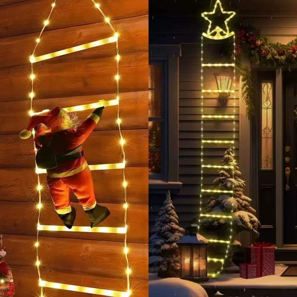 1PC 2M Christmas USB Santa Claus Climbing Ladder Light with remote control,used for festival,party,room,and house decoration