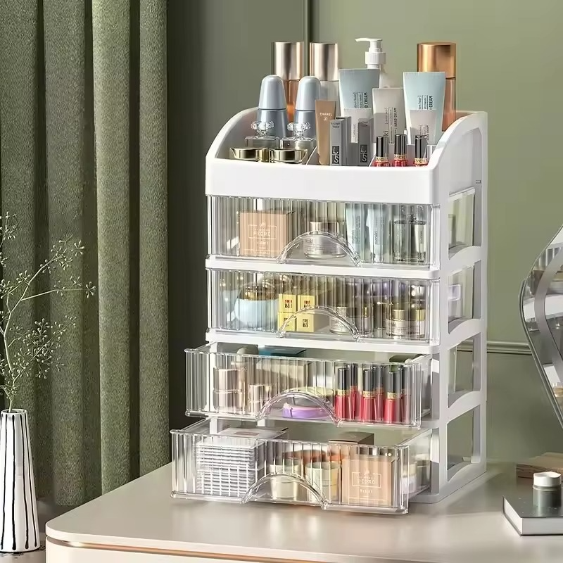 Plastic Drawer Makeup Storage Box Dormitory Finishing Shelf Cosmetics Skin Care Dressing Table Desktop Stationery Box