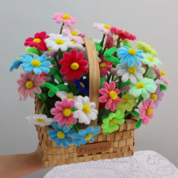 60 pcs PIPE Artificial Flower Finished Handmaded Daisy Flower Christmas‘ Day Gifts for Guests DIY Craft Sunflower Wedding Party