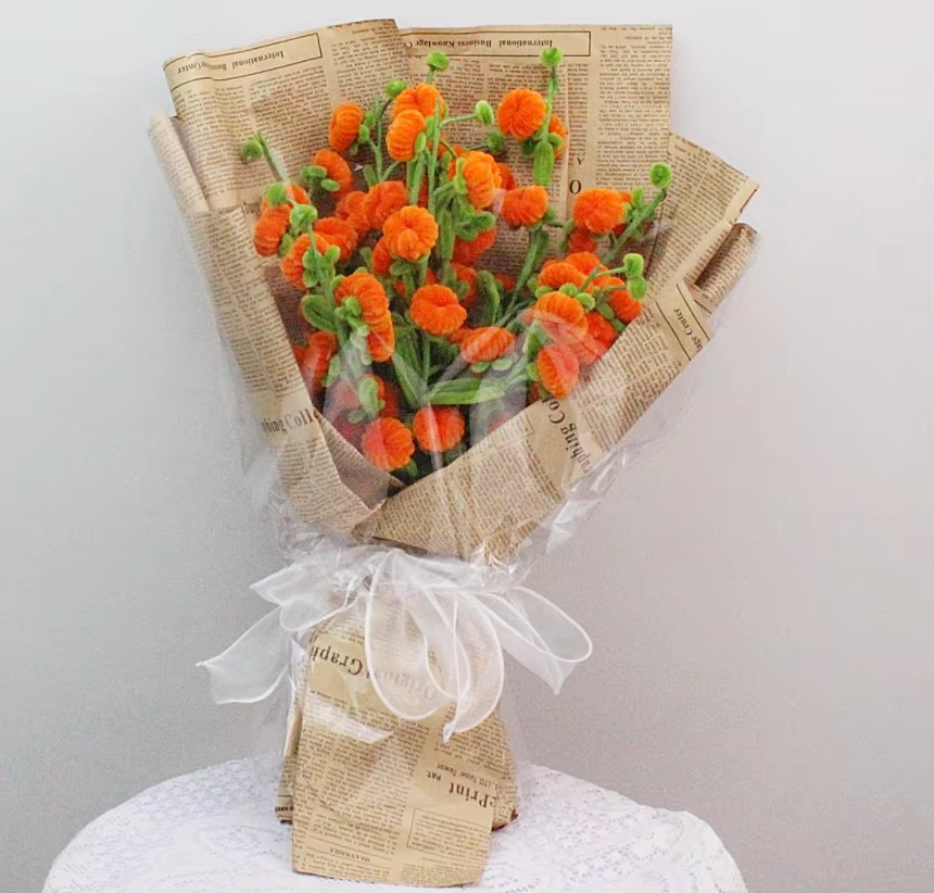 PIPE Orange Persimmon flower Bouquets Handmade Artificial Flower Christmas‘ Day Gifts Fake Flowers Home Decor
