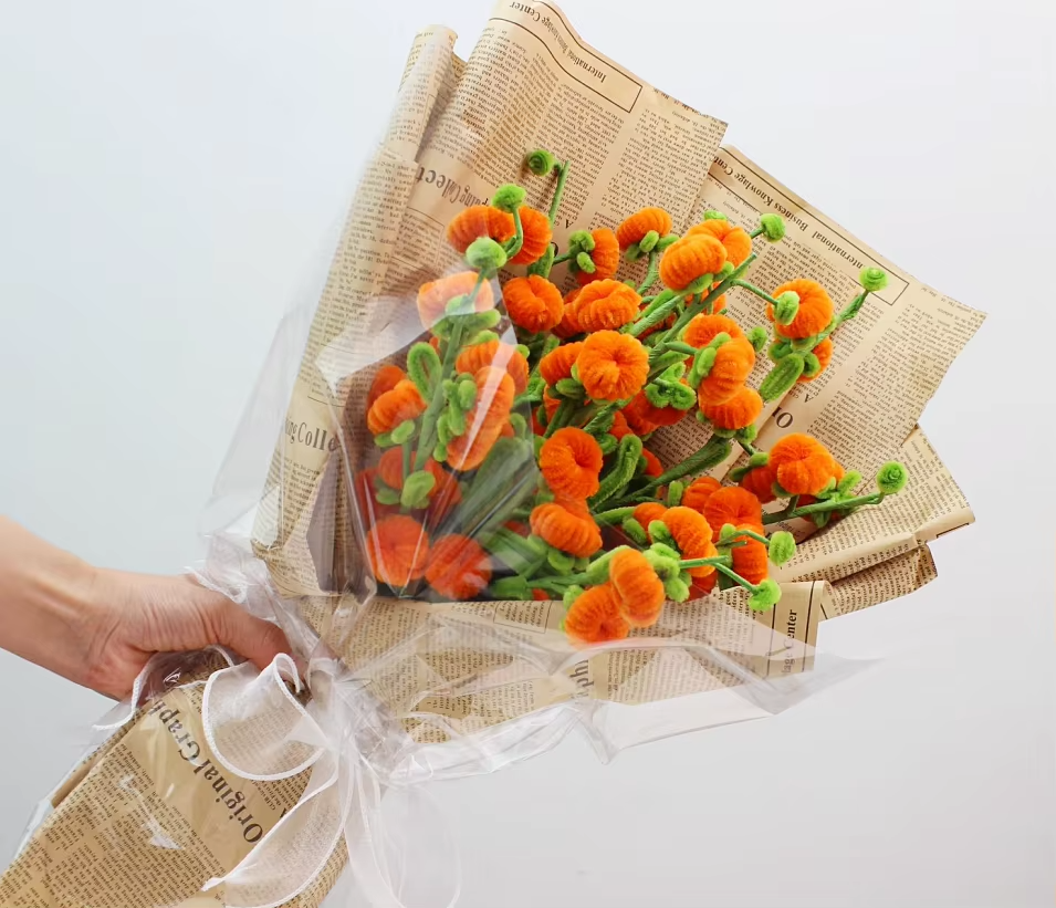 PIPE Orange Persimmon flower Bouquets Handmade Artificial Flower Christmas‘ Day Gifts Fake Flowers Home Decor